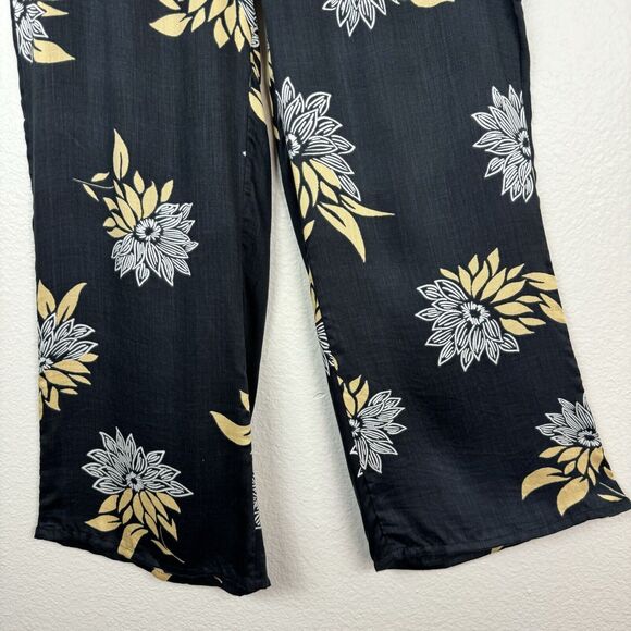 NWT Amuse Society Shorebird Pant Lightweight Wide Leg Ankle Pant Floral Black M - Picture 7 of 13